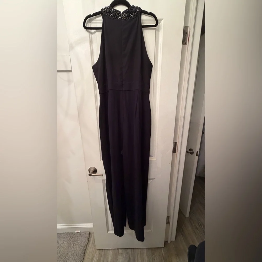 Tahari ASL Jeweled Neck Black Women's Jumpsuit - Picture 3 of 5